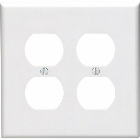 LEVITON Mid-Way 2-Gang Smooth Plastic Outlet Wall Plate, White 002-80516-00W